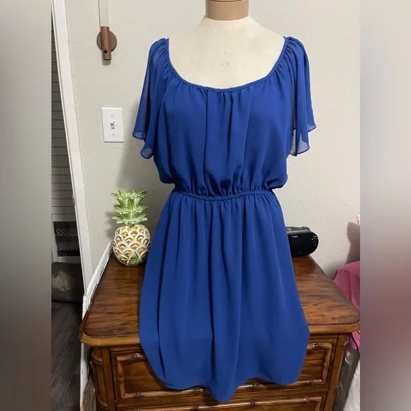 Necessary Objects Dresses | Blue Mini Dress With Keyhole Tie | Color: Blue | Size: L | Redhotmagic's Closet